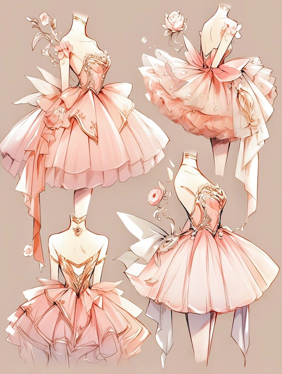 mj网纱芭蕾舞裙手绘设计91 #ai绘画有点东西# #服装设计手绘# #服装