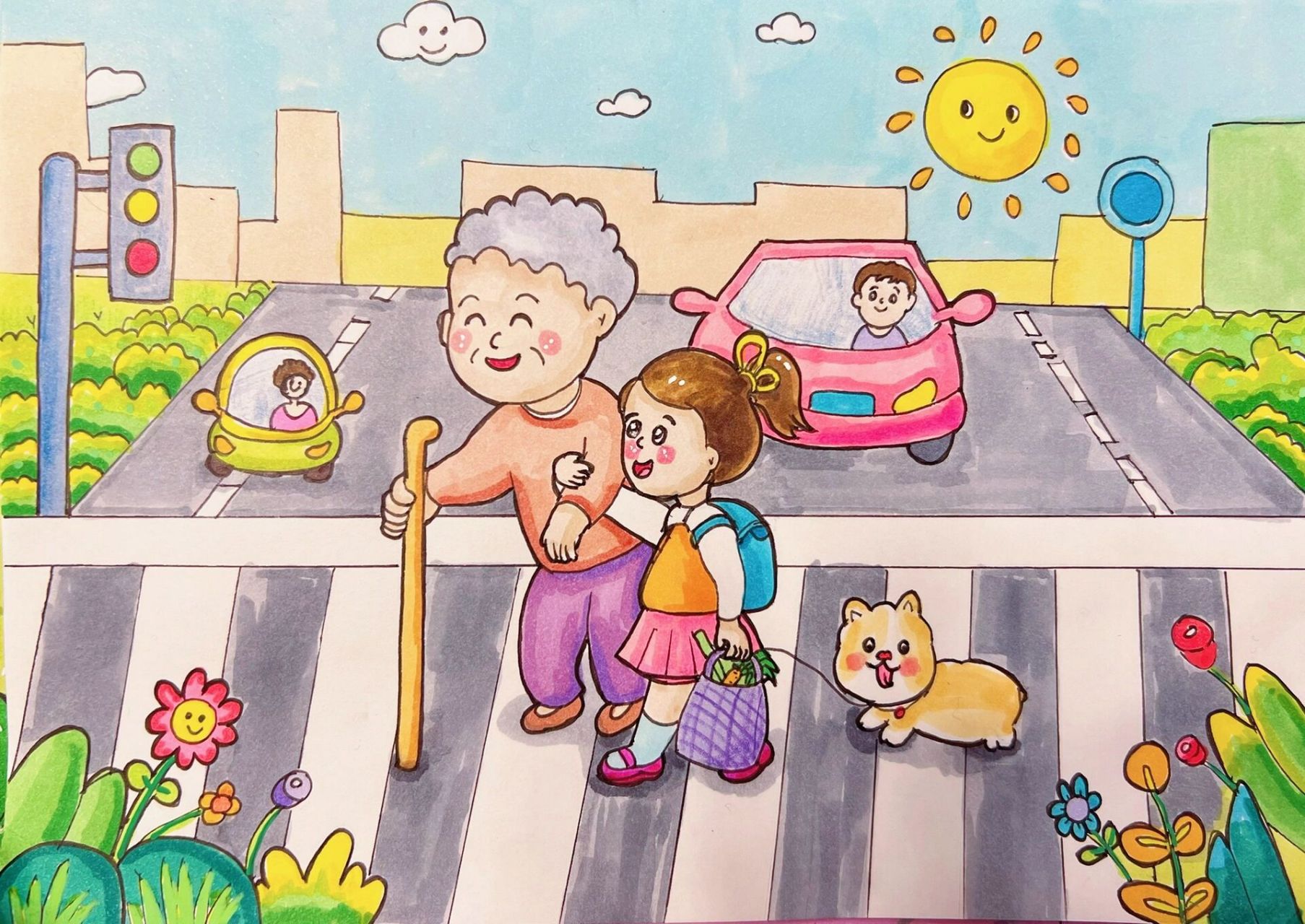 儿童画|文明礼仪 99【文明礼仪】主题画,儿童画99 96绘画工具