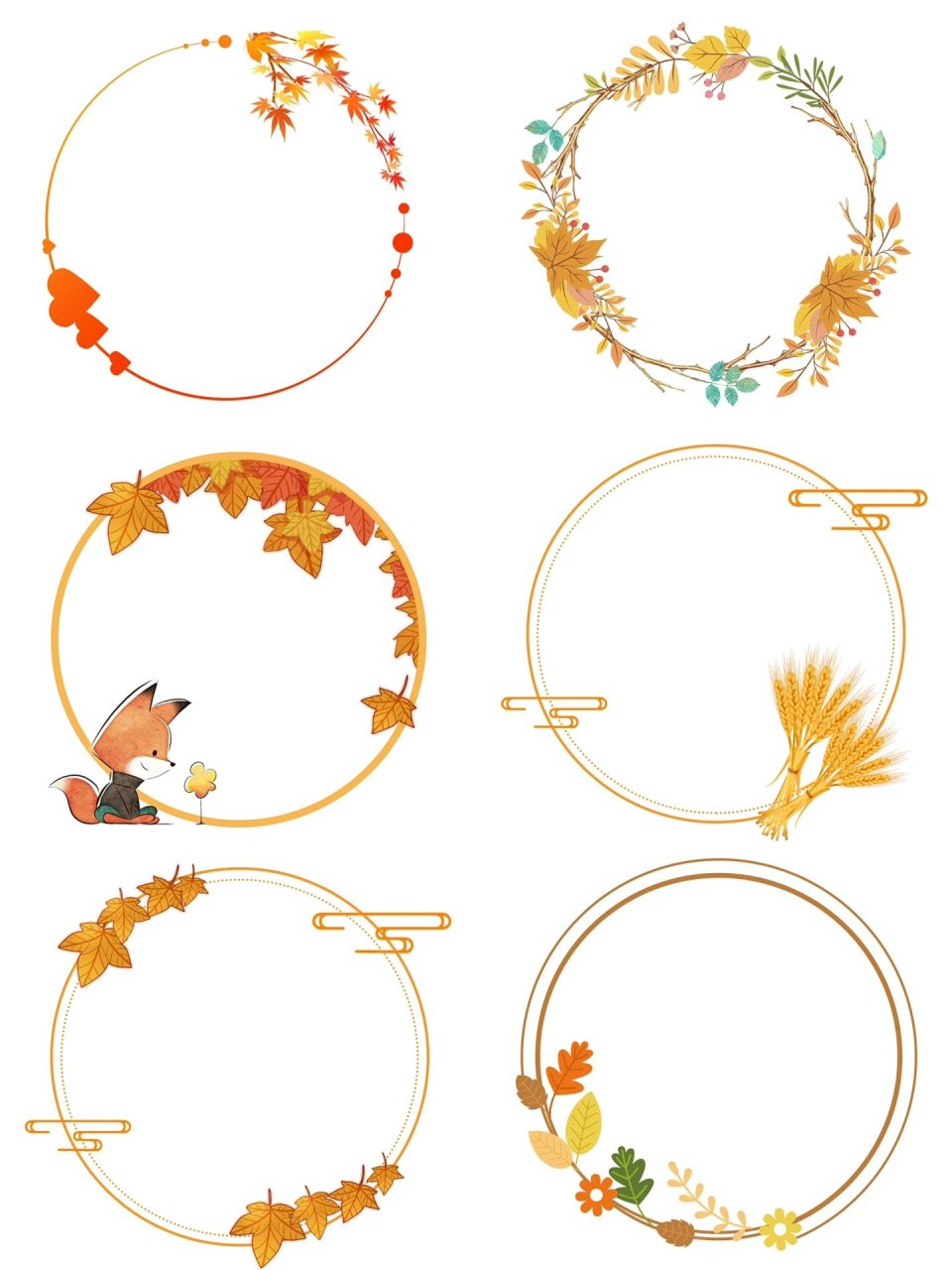 秋天圆形边框素材来啦【免抠】🔥 🔥今日分享啦 	 🔍手绘树叶秋