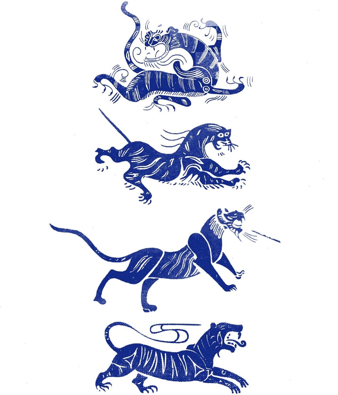 中国传统纹样图案-虎纹(五) 虎纹是一种重要的纹饰,很早就出现在商周