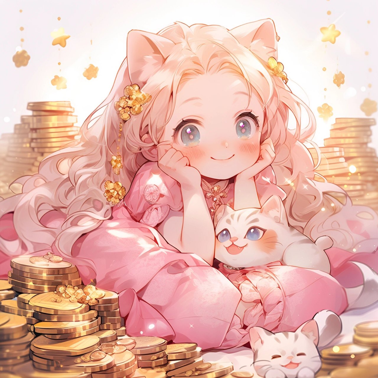 招财头像|可爱招财猫 暴富女孩