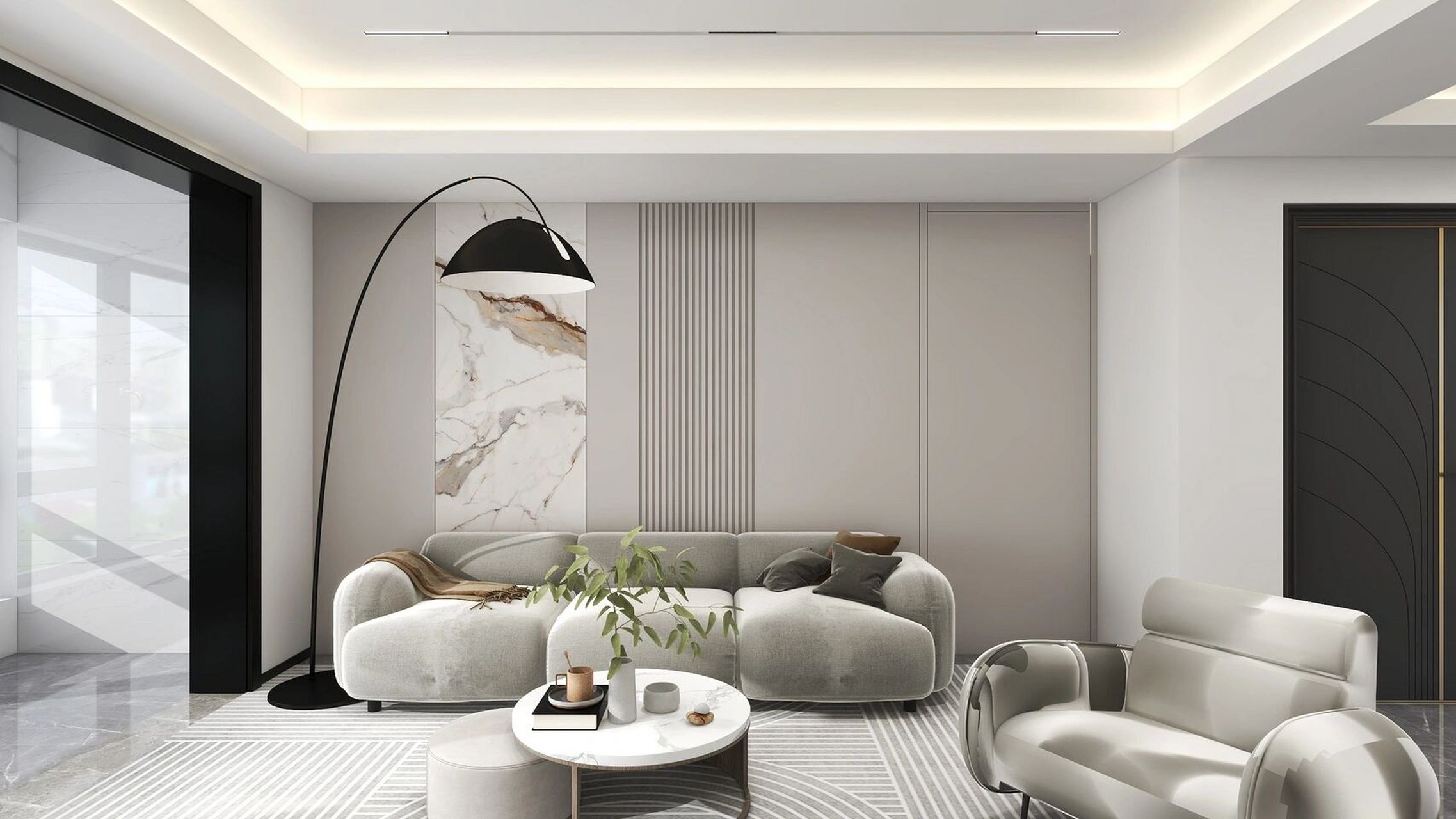 潘多拉板搭配格栅木饰面|客厅背景效果图 这样的背景你们喜欢么?