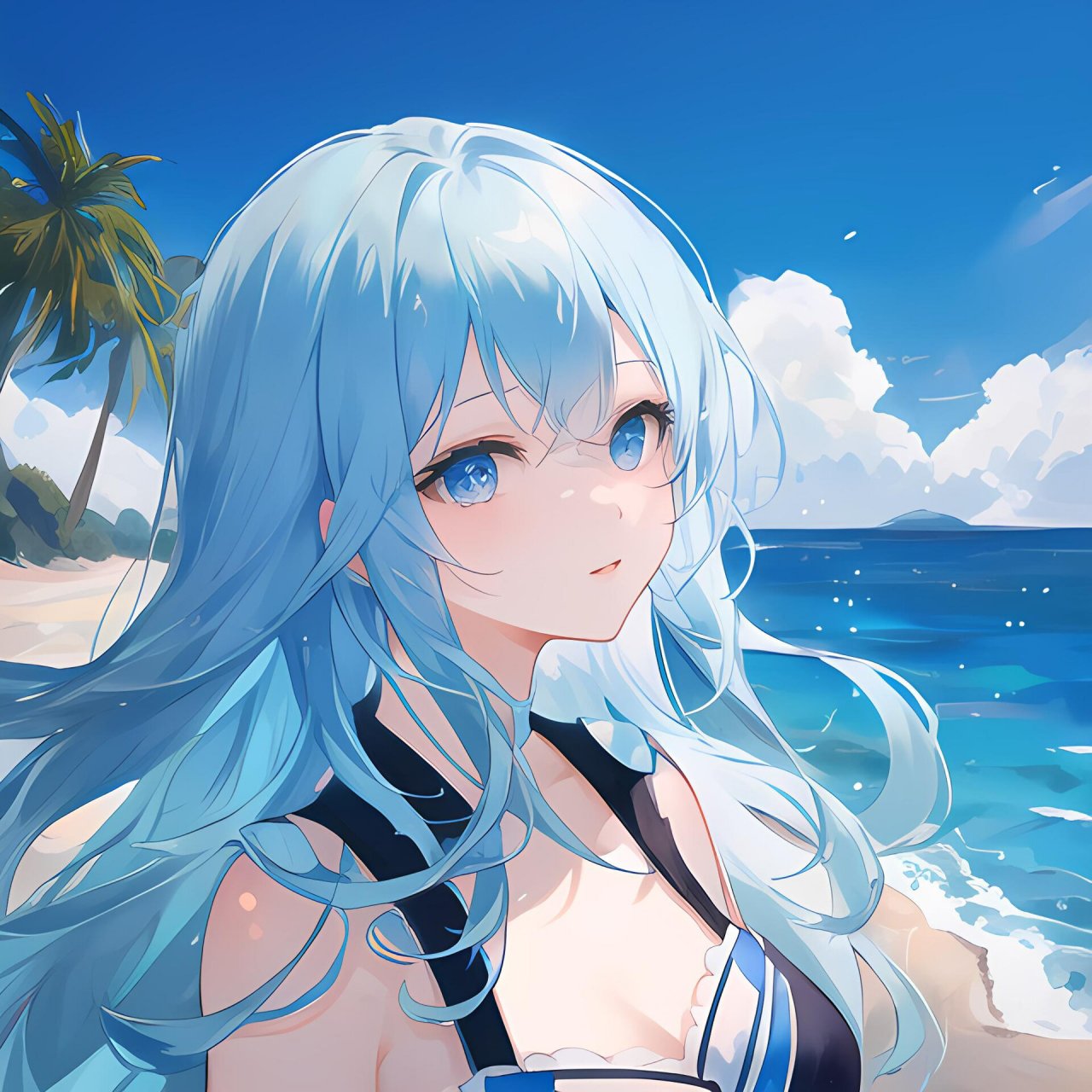 蓝发女生头像分享 #动漫女生头像# #动漫女头# #女生头像# #al绘画