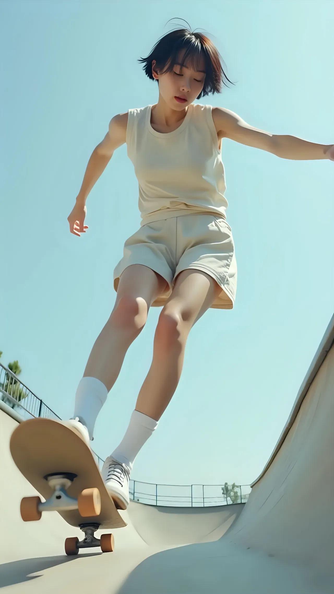 滑板少女,自由飞翔!
