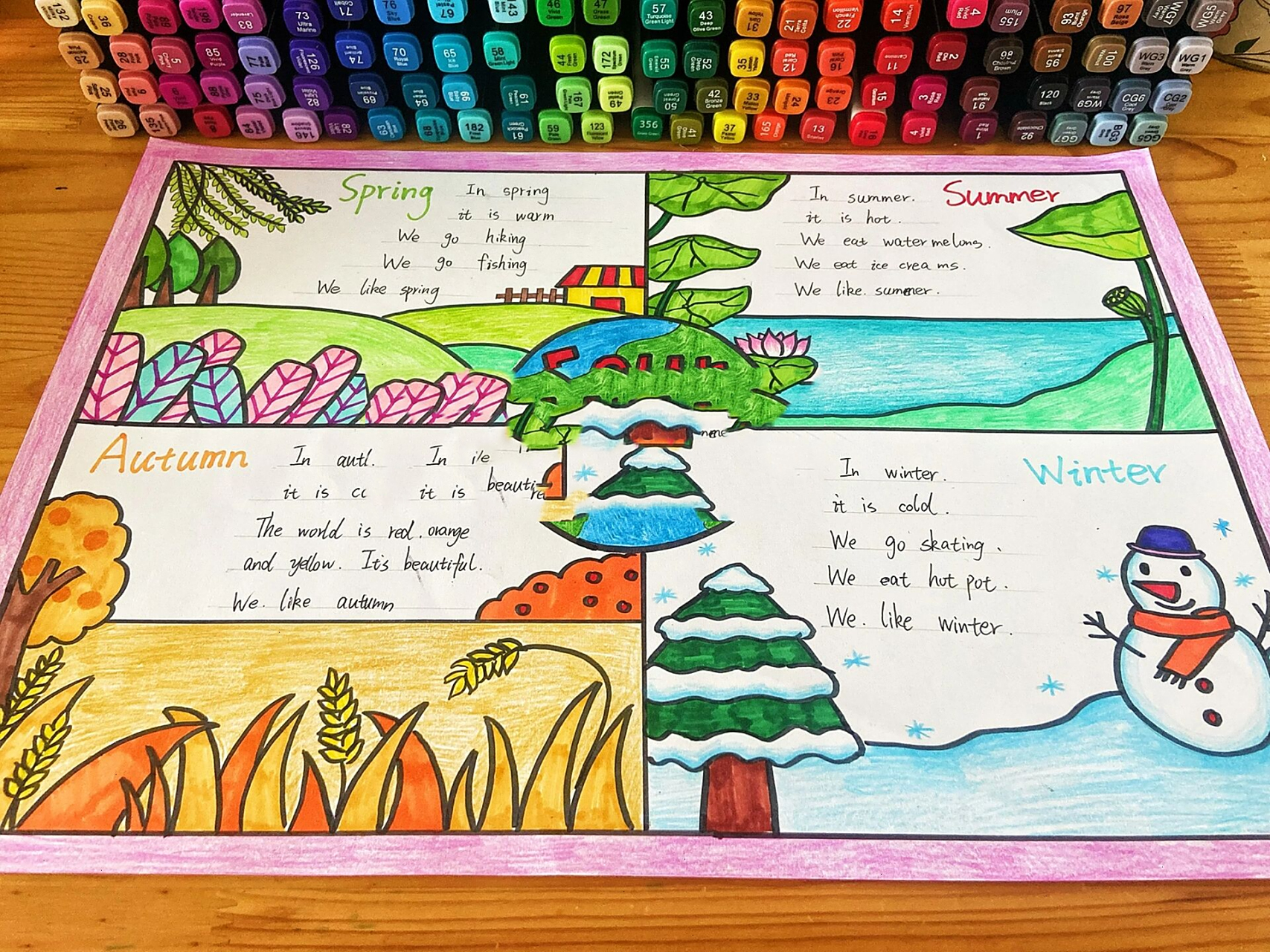 四季之美小报 四季之美英语小报,春夏秋冬四季之美手抄报.