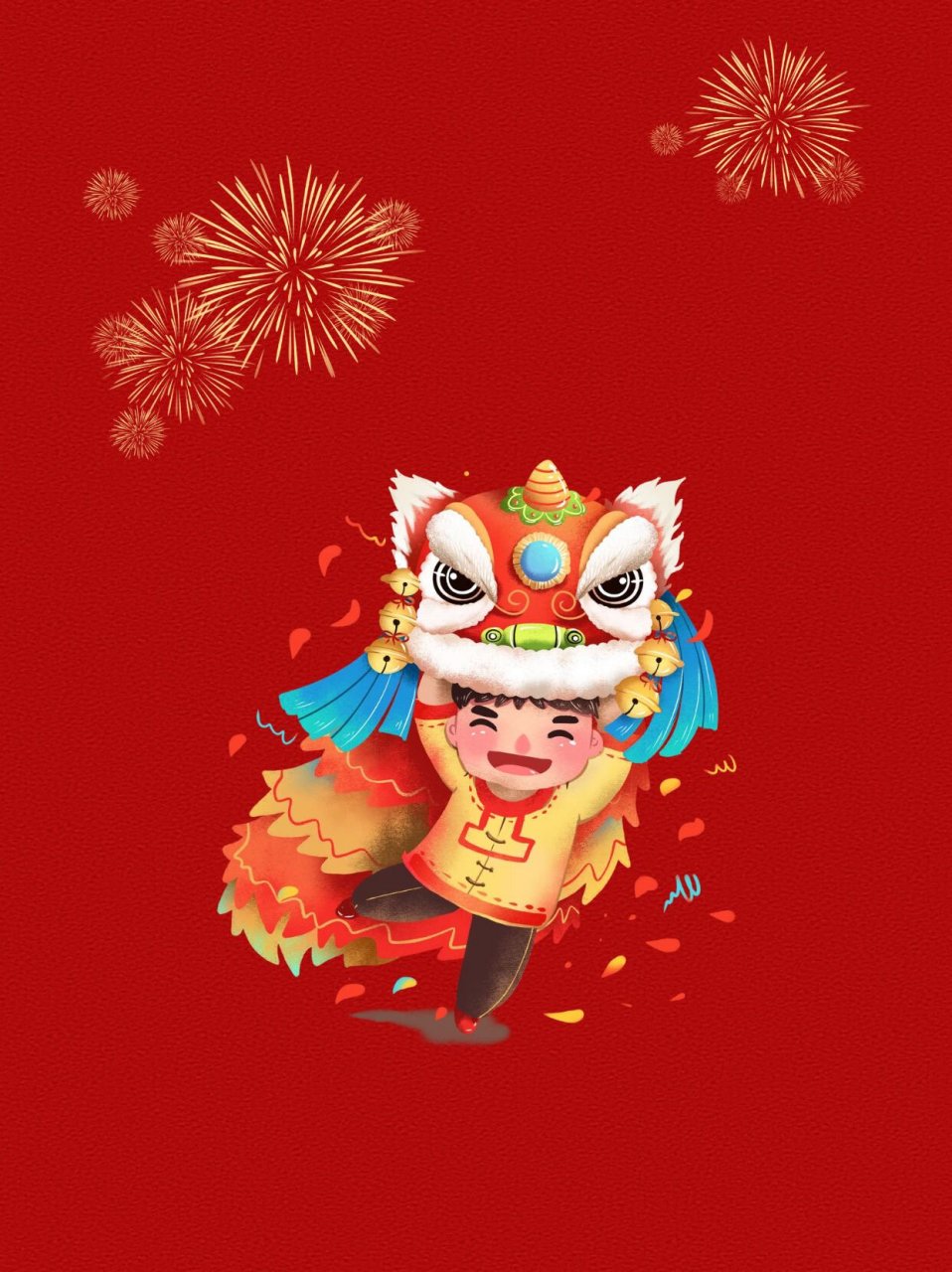 舞狮插画0315节日喜庆氛围06免扣素材分享 hi宝子们,你的素材鸭
