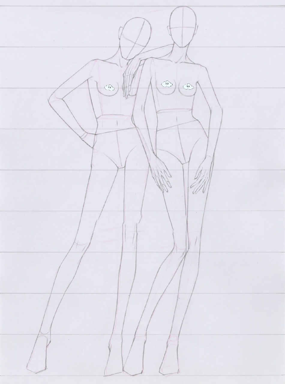 99教你提取时装画人体-女人体组合6015