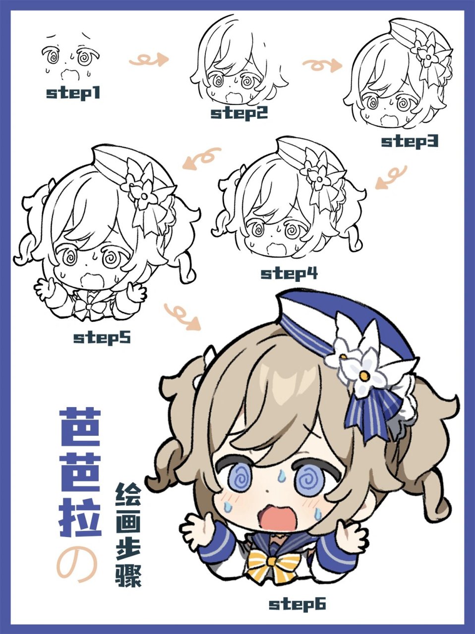 简笔画教程|又有谁会拒绝芭芭拉呢78 芭芭拉の绘画步骤 ①:先画个