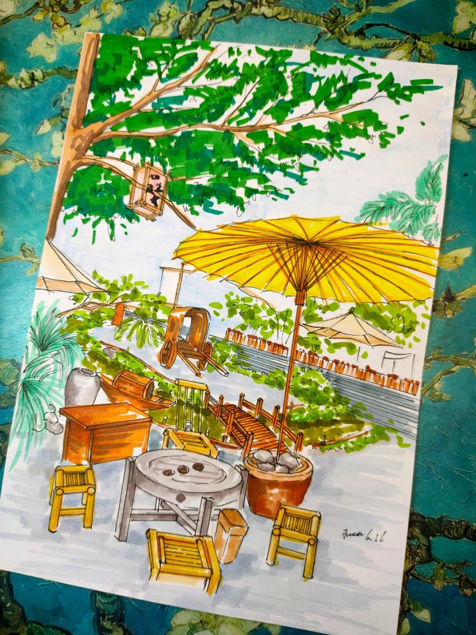 马克笔风景画《西安小景》色稿 马克笔风景画《西安小景》色稿#风景画