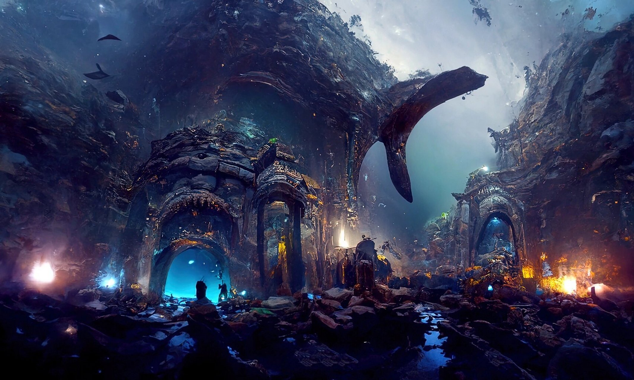 atlantis|神秘文明的海底遗迹 ai程序disco diffusion对海底遗迹的