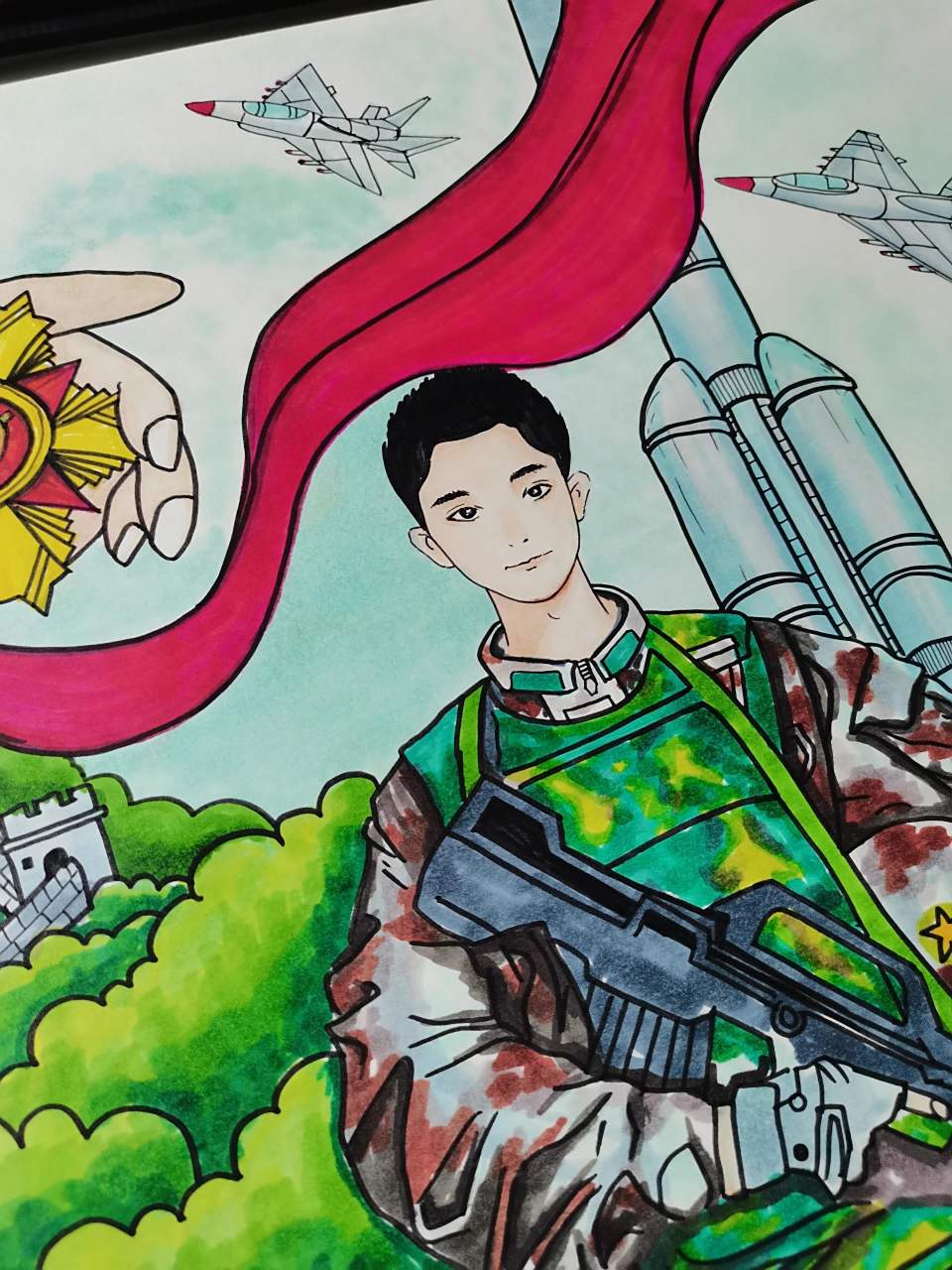 绘双拥 强国防主题画    术