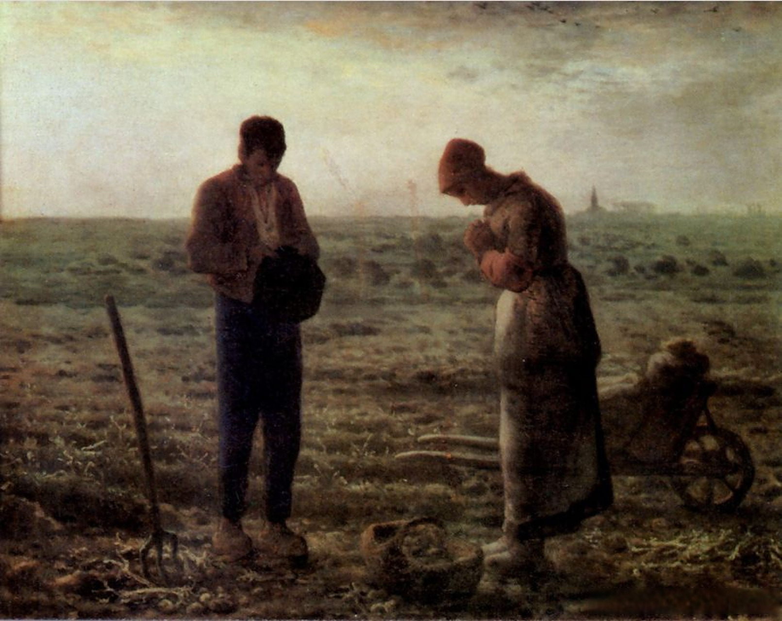 境阅| |世界名画|  米勒《晚祷》 the angelus jean millet 1857