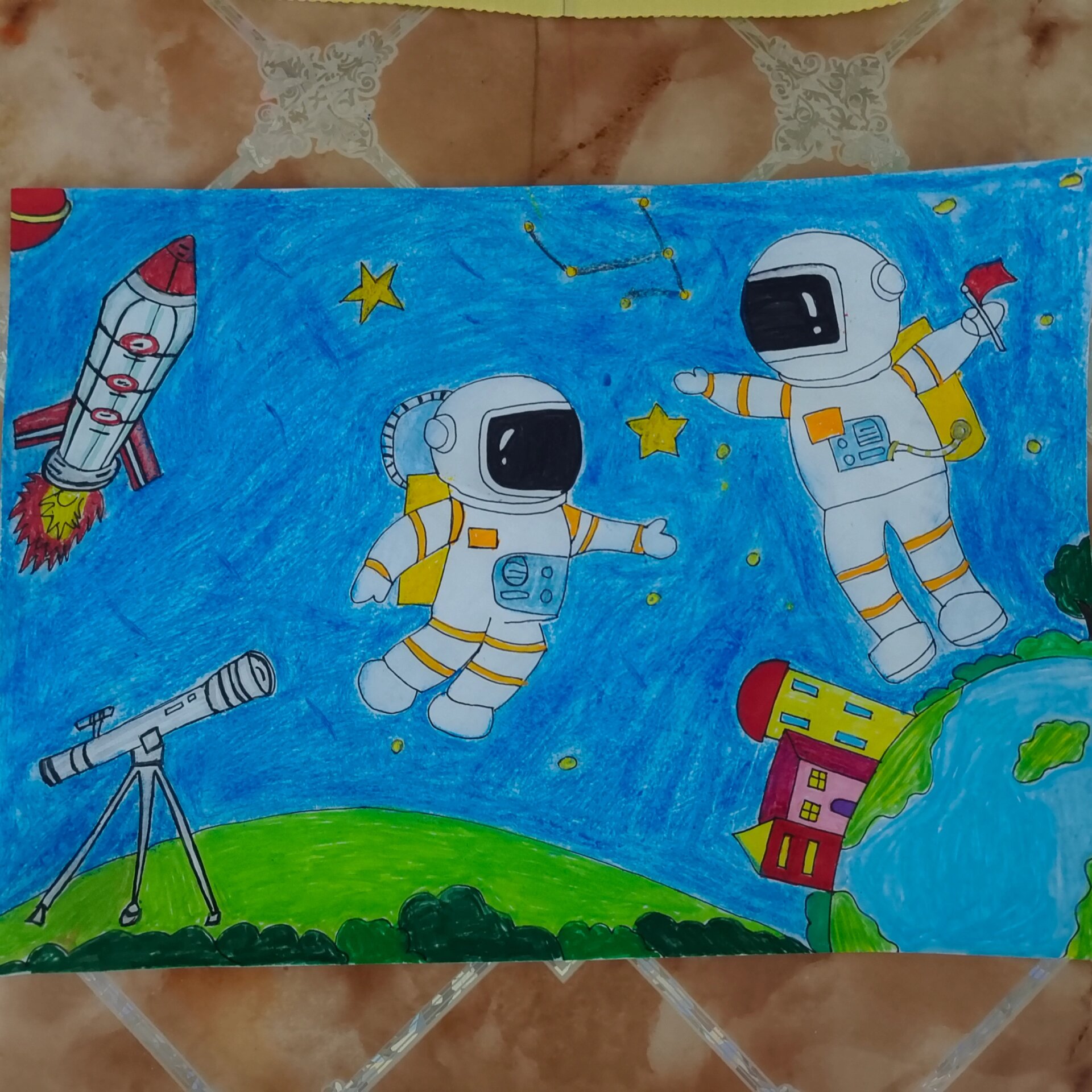 科技画小学一二年级