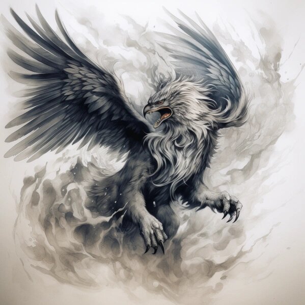 原创神兽狮鹫纹身手稿