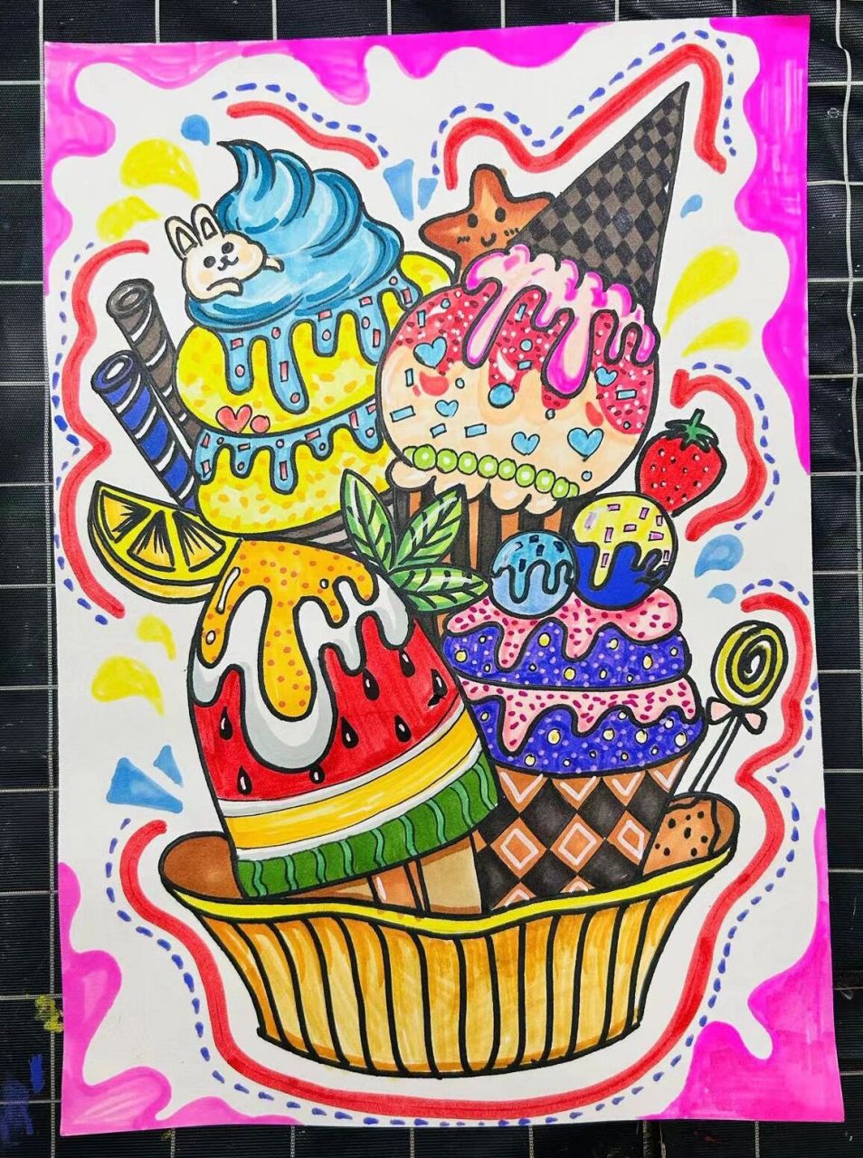 创意冰淇淋儿童画.