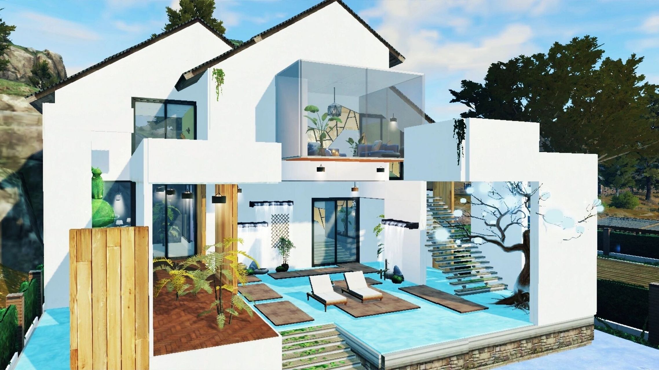 房子/海景房/海风别墅/现代风玻璃房子/轻奢现代风房子/明日之后房子