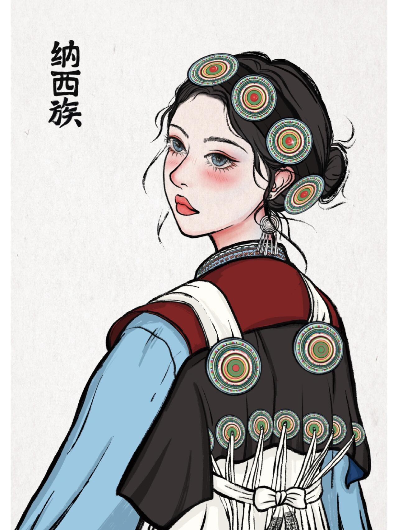 民族插画-纳西族女孩