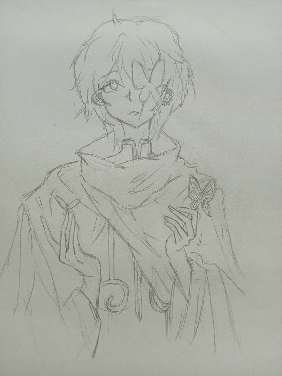 查理九世之唐晓翼 今天又画了唐晓翼,还带过程,原图放后面了,手是真的