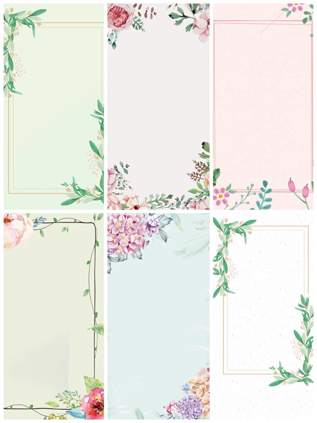 92今天分享一组清新淡雅的插画花卉边框背景素材6015 94花卉