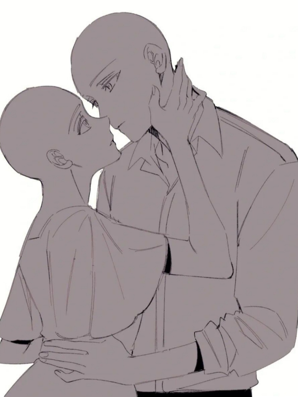 绘画96素材丨情侣互动线稿素材第二弹7515 今天给大家分享第二