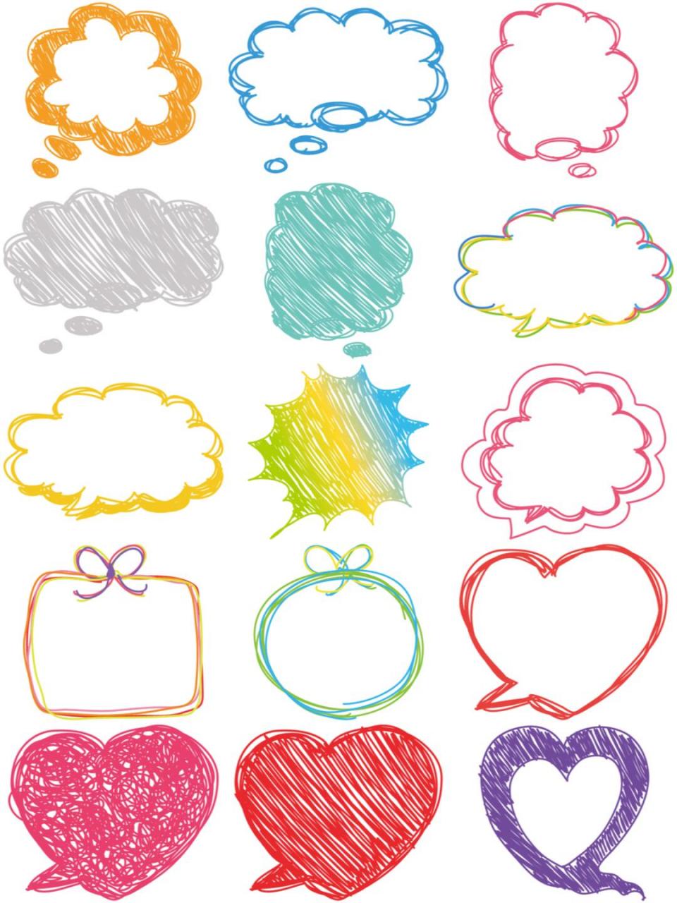 93素材分享 	 手绘卡通可爱涂鸦漫画对话框装饰免抠png图案 照片