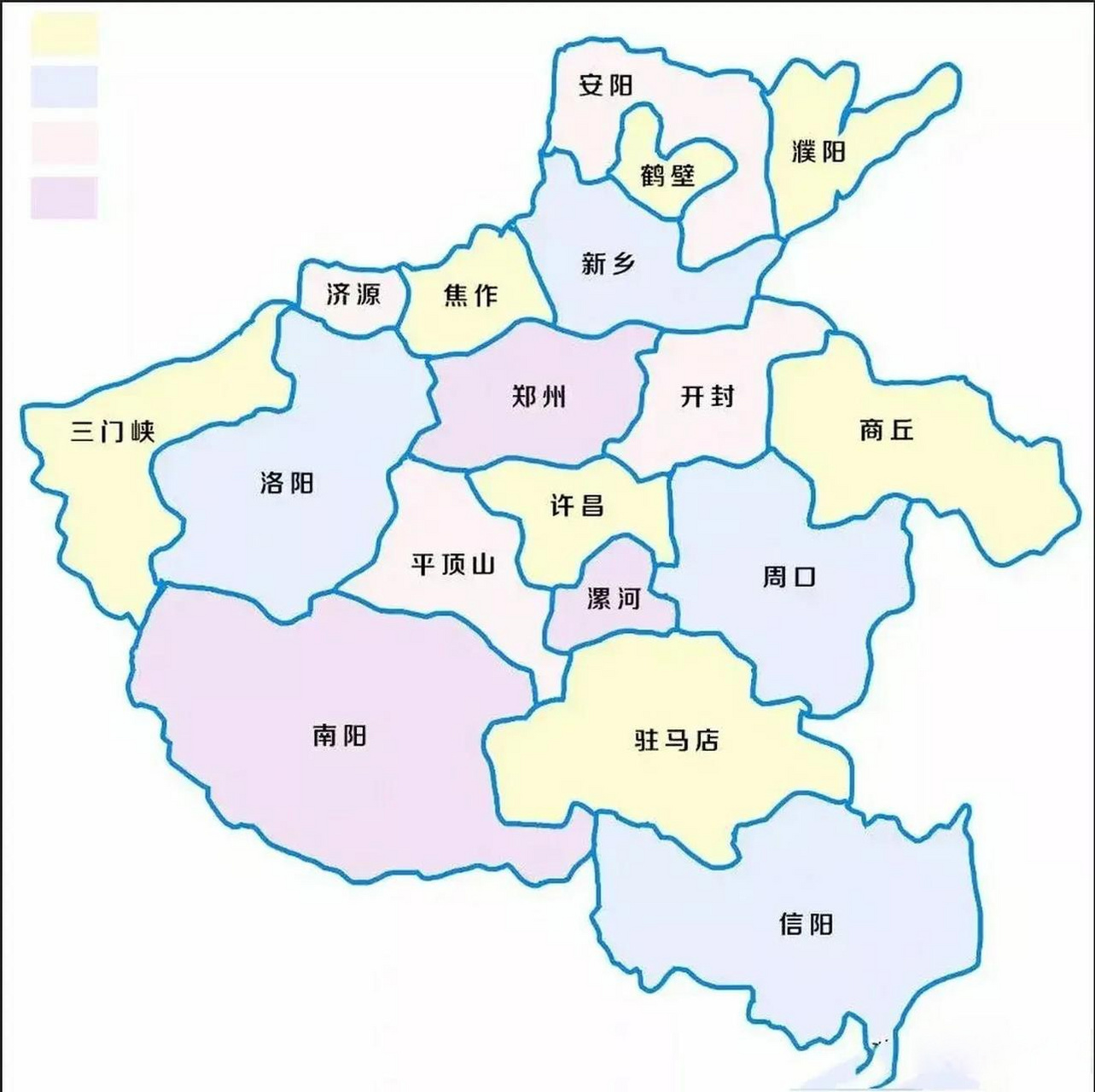 河南地图这张地图一目了然,可以很直观的看出河南各地市的面积位置