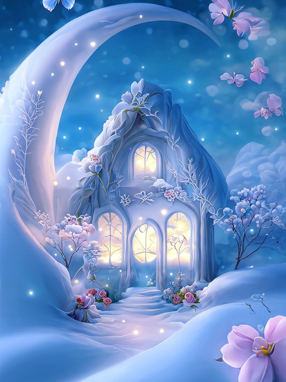 梦幻雪景‖童话般的浅蓝色雪屋