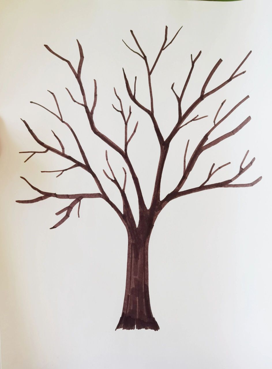 大树指纹签到 写上班级  加点装饰或者班级口号都可以 步骤: ①铅笔画