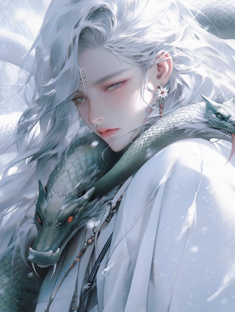 十二生肖-蛇族守护-古风玄幻帅哥头像壁纸 在一片深山老林之中,青蛇和