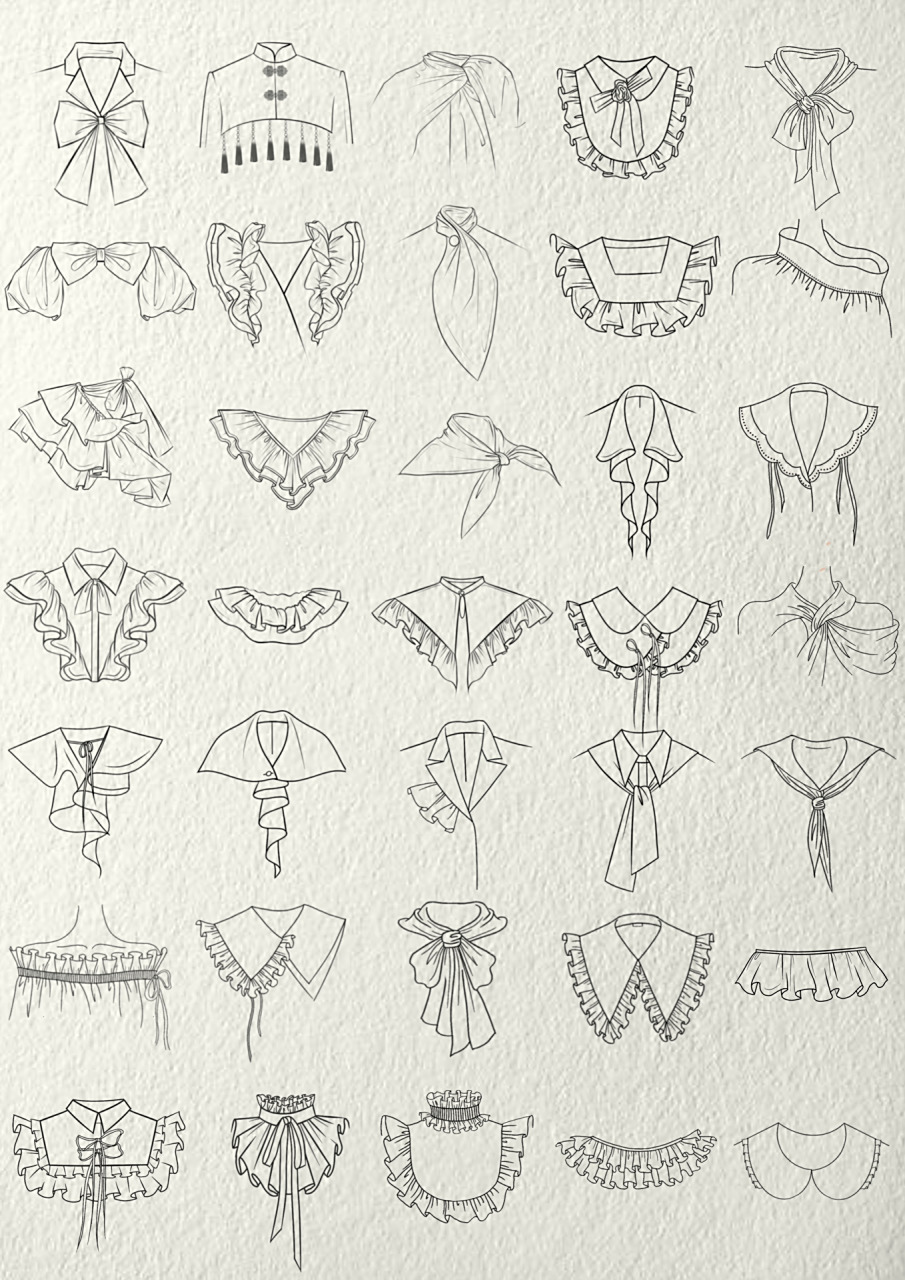 服装设计领子款式图合集