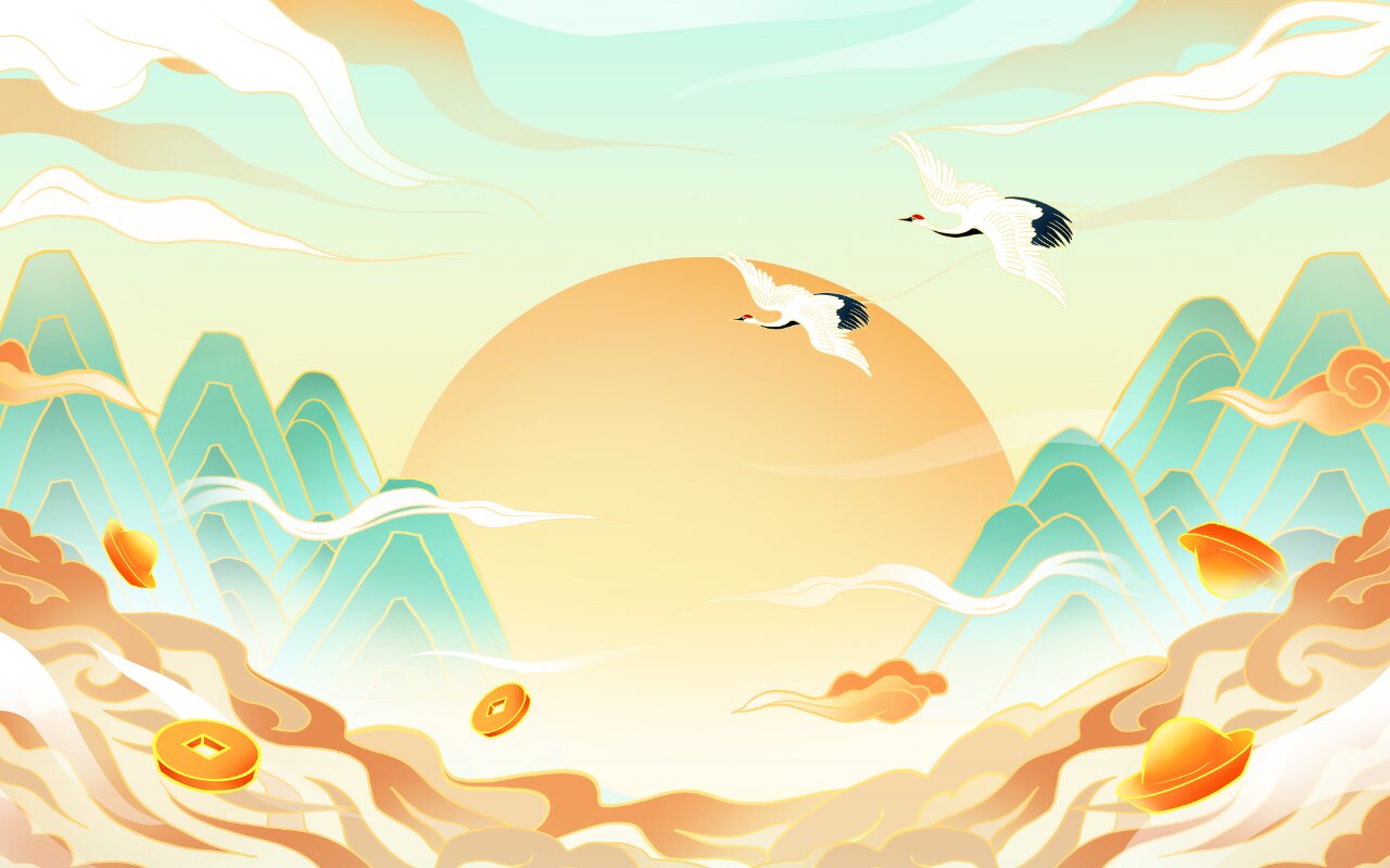 97背景素材|国潮风·山水·高清背景图