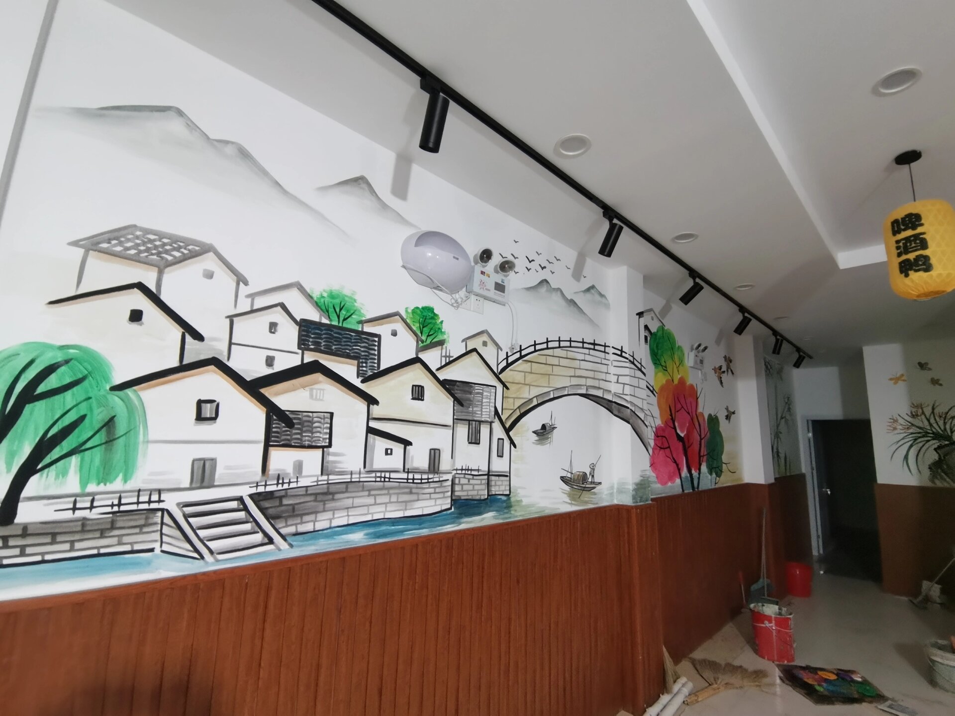 中式大食堂餐厅墙绘