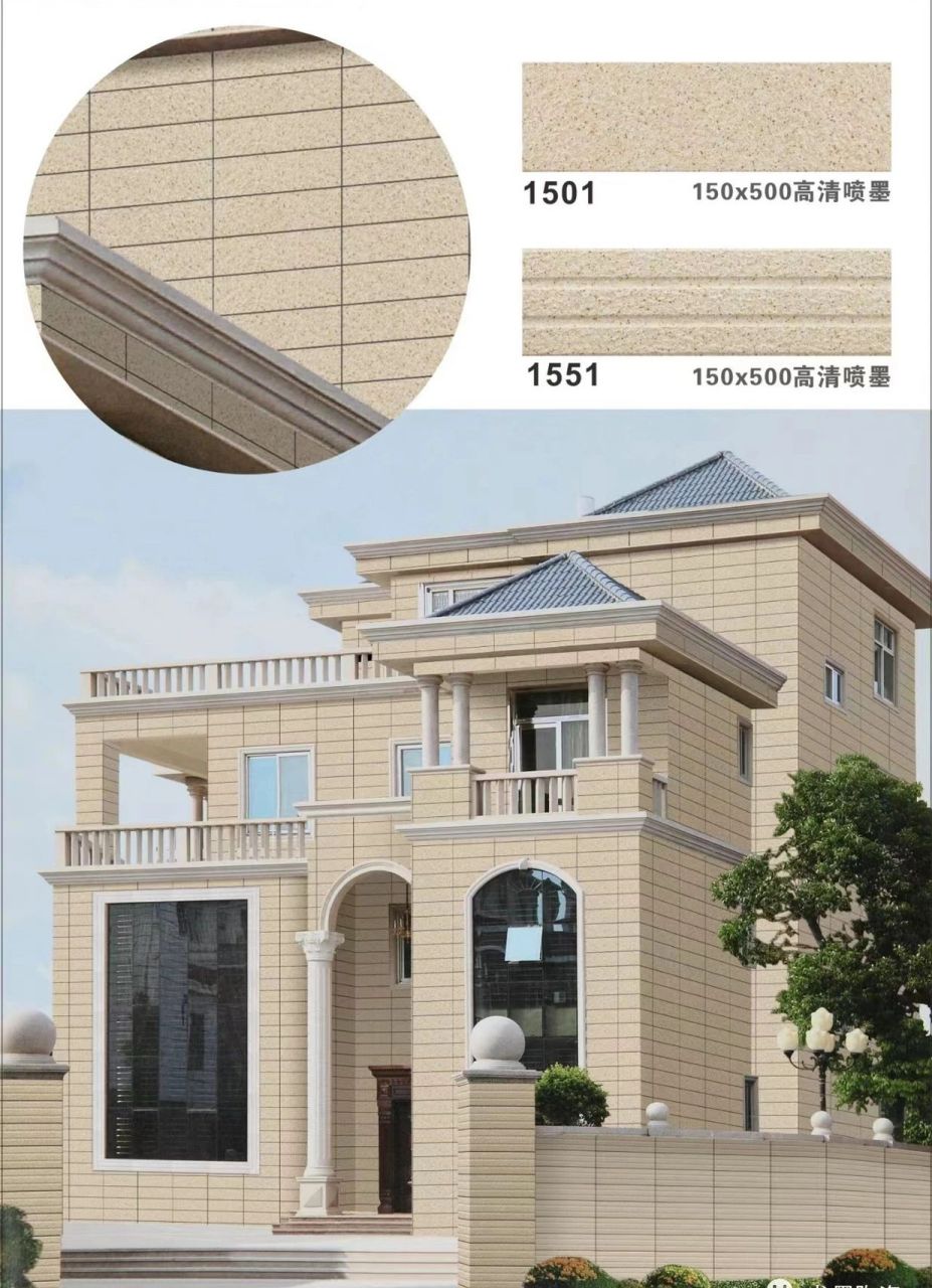 主墙150x500配套罗马柱,每个颜色都高档大气,当下最流行的色系外墙