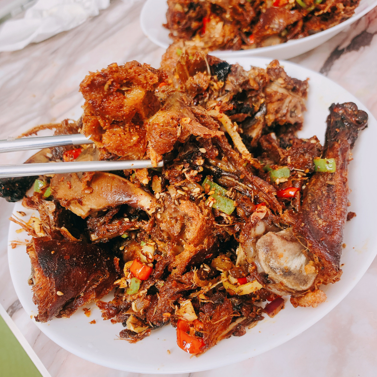 孜然鸭架,吃过鸭架不要扔这样做太香了 饭店吃完的烤鸭架打包回到家