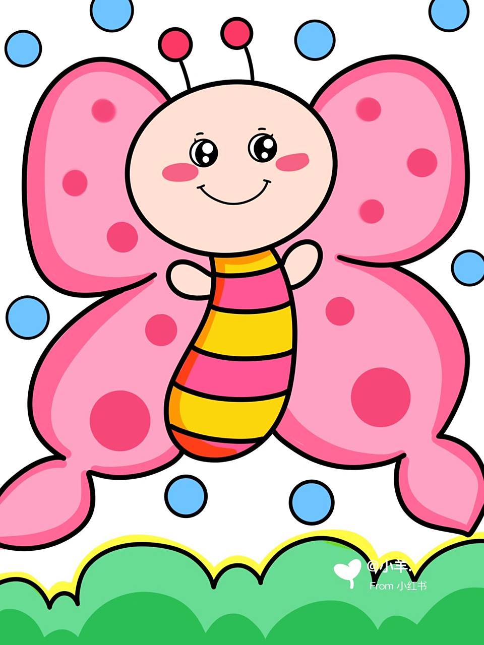 美丽的小蝴蝶儿童创意画03 简笔画 9615线稿 #创意美术儿童画