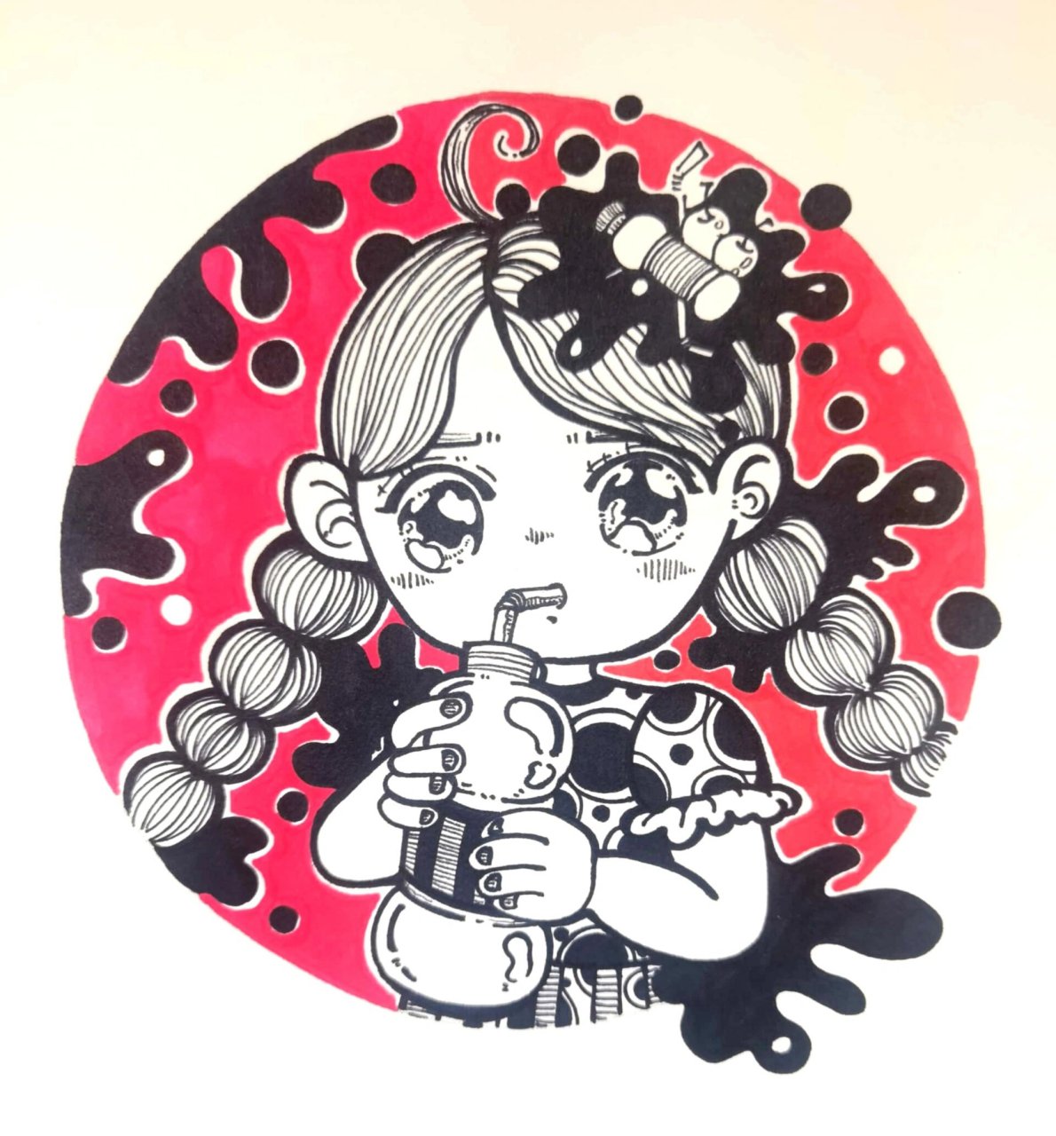 儿童画 线描～可爱的小女孩 四季