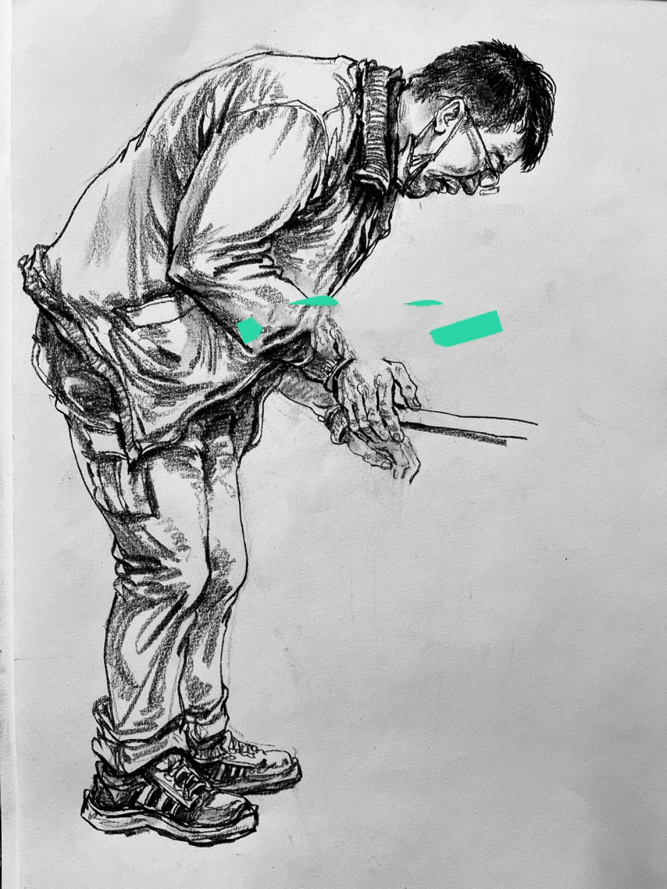 联考速写,速写人物,弯腰的工人93 弯腰的工人93速写人物