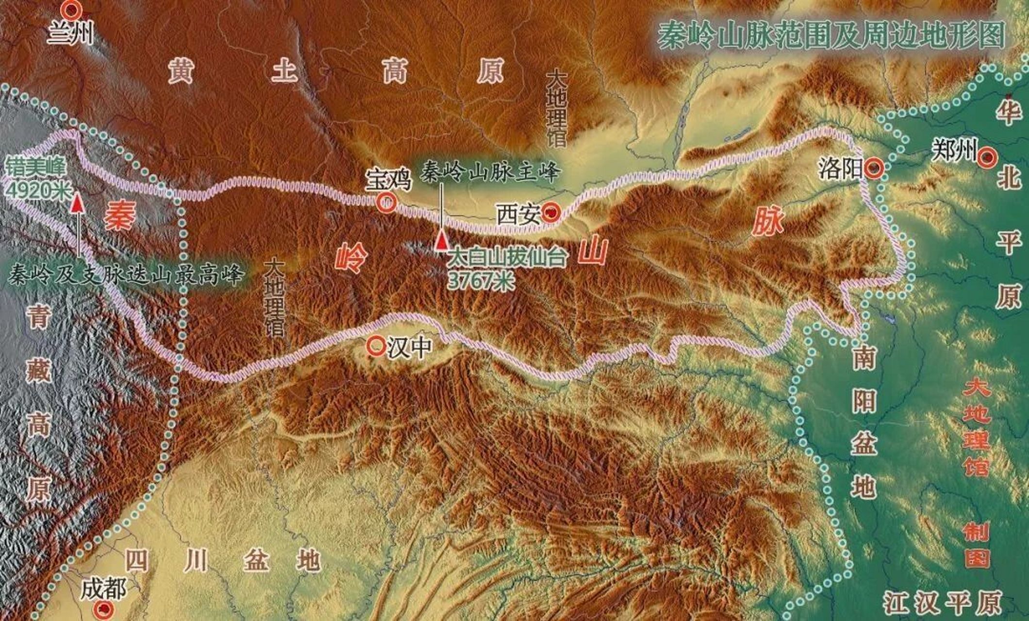 秦岭南北两侧的地形区图片