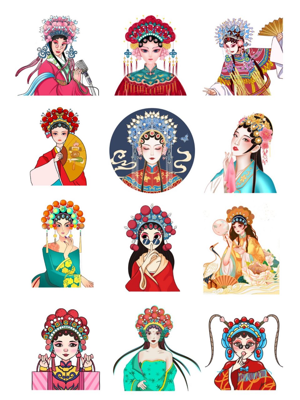 🌻编号:20230908 💖今天分享一组彩色国潮京剧戏曲人物素材