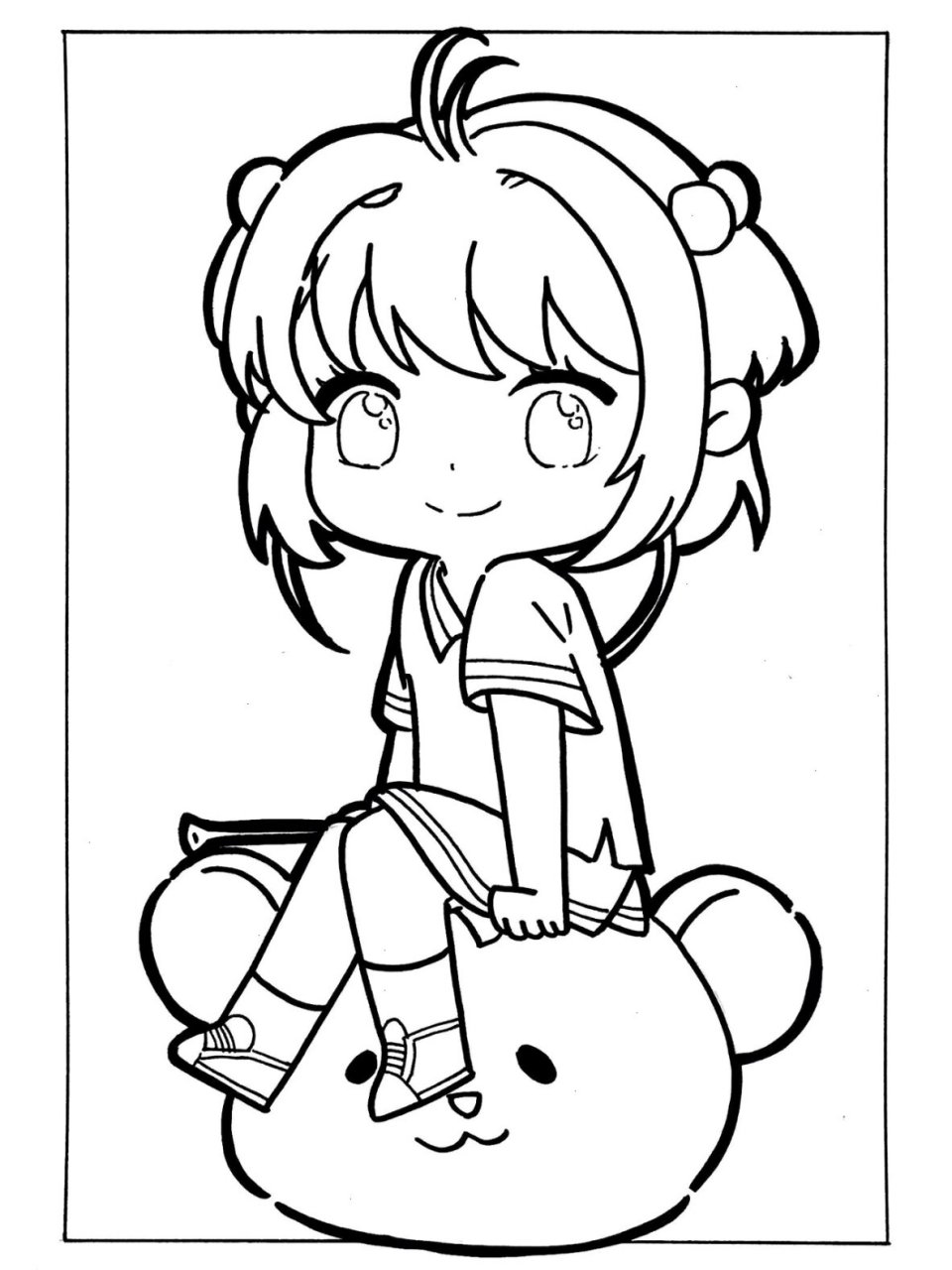 q版动漫女生人物|初级动漫|百变小樱(线稿)