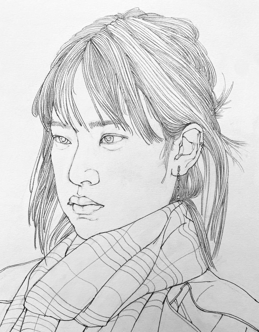 半开线描半身像(附步骤图)