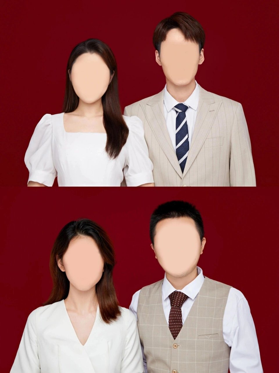结婚登记照,情侣双人红底照换装发太好看了 结婚登记照模板,情侣双人