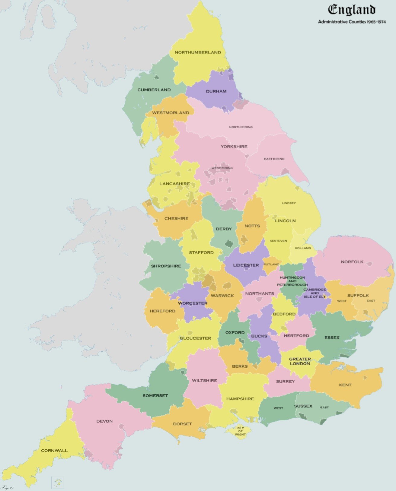 英格兰各郡地图
