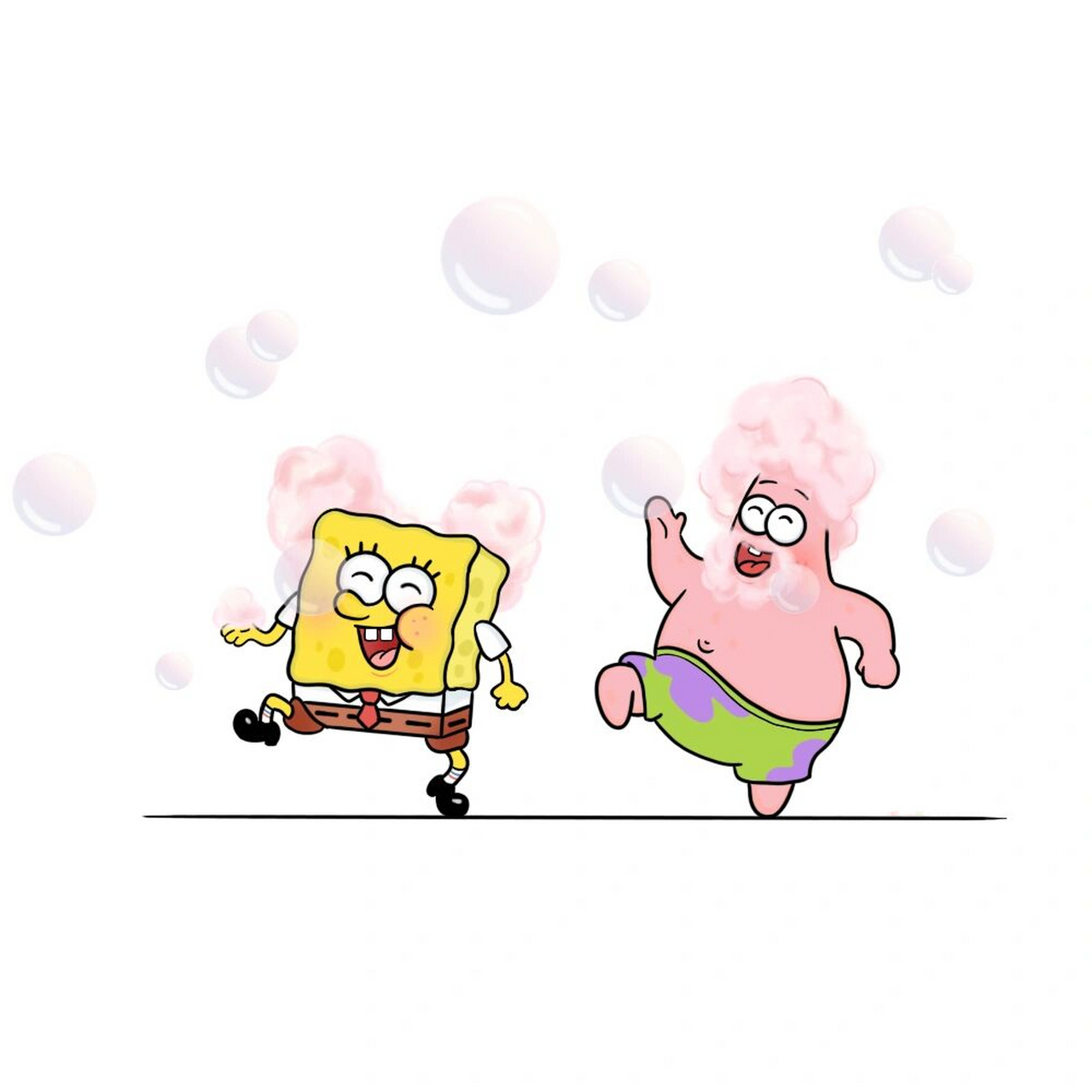 超治愈简笔画|海绵宝宝 可可爱爱,蹦蹦哒哒,海绵宝宝和派大星的快乐总