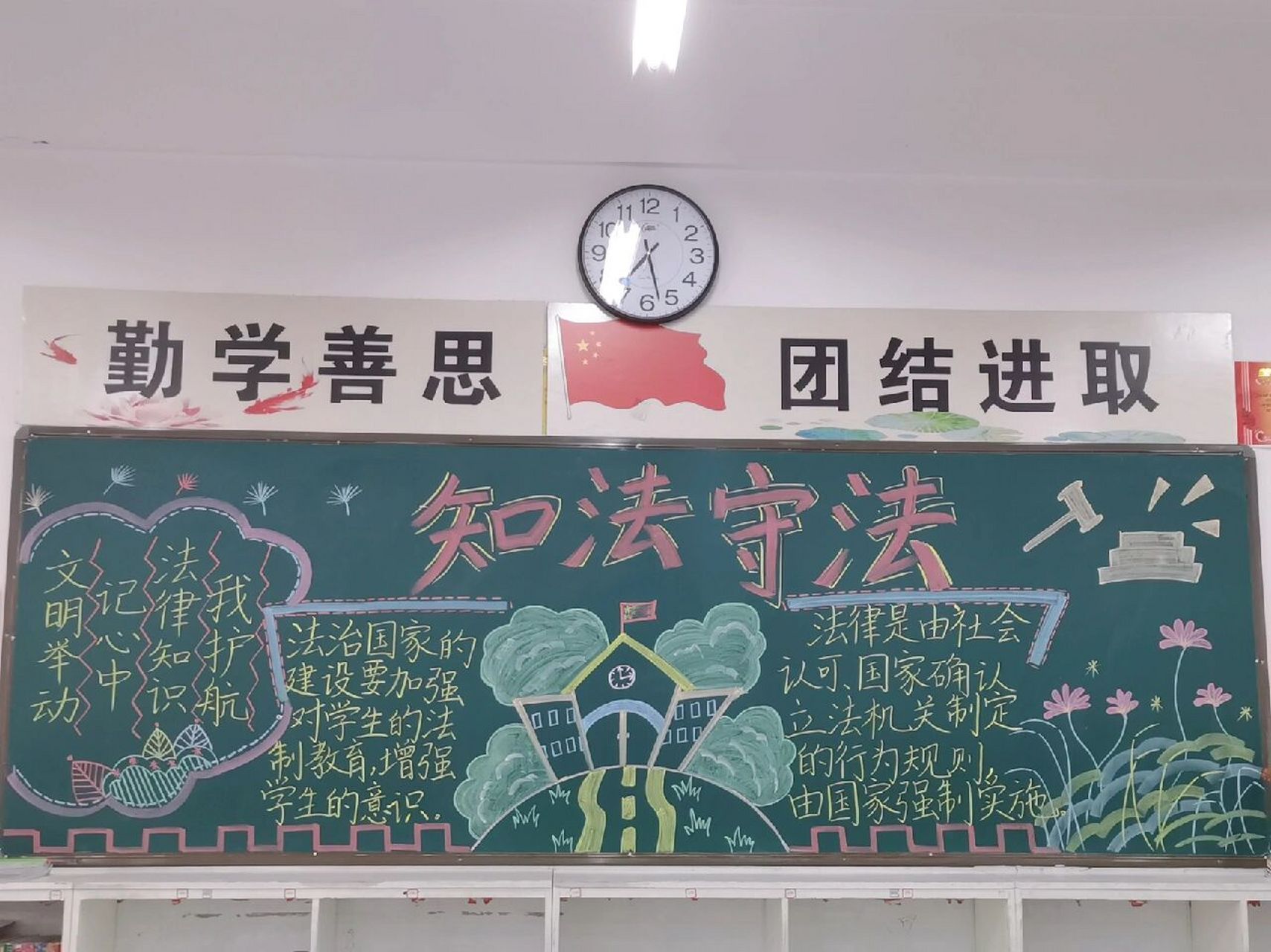 "普法,学法,守法"黑板报 字太大了,控制不住