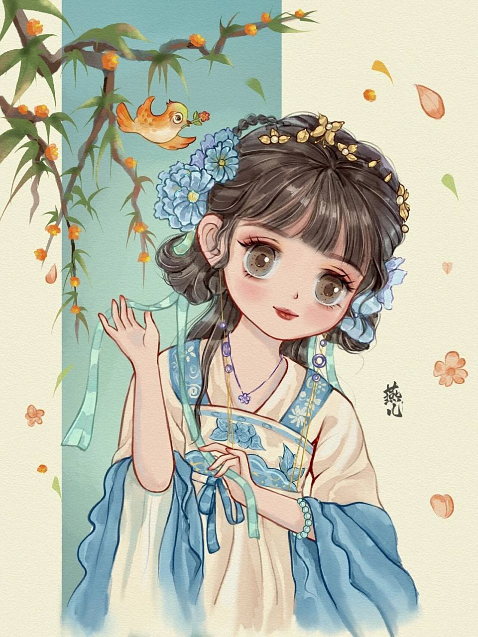 绘画‖q版古风美人儿 今天来画个q版古风美人,原以为会比正比头像简单