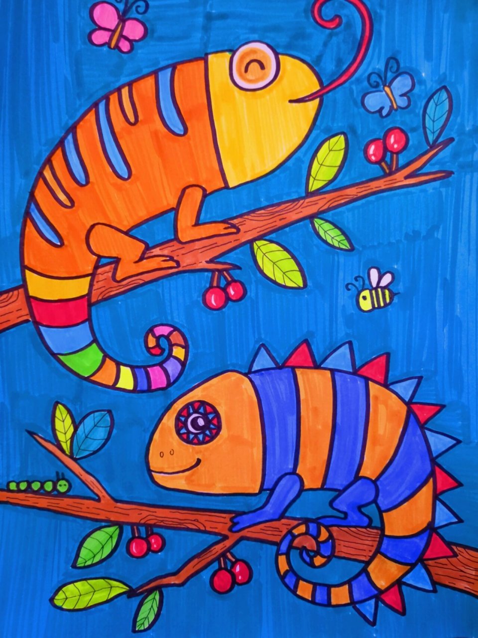 画范画《变色龙》 湘美版一年级下册《变色龙》这一课在绘画表现上