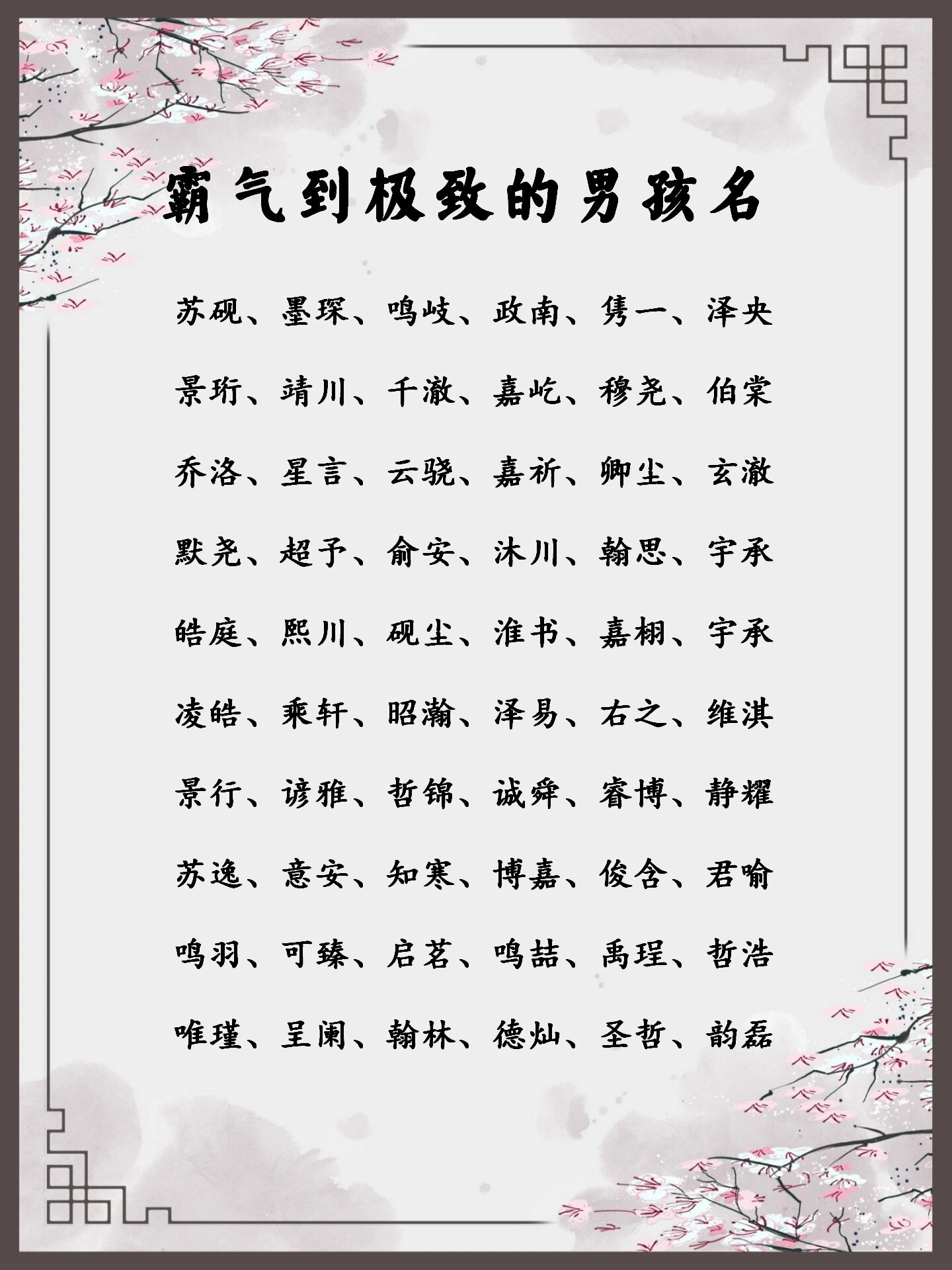 霸气冷酷的男孩名