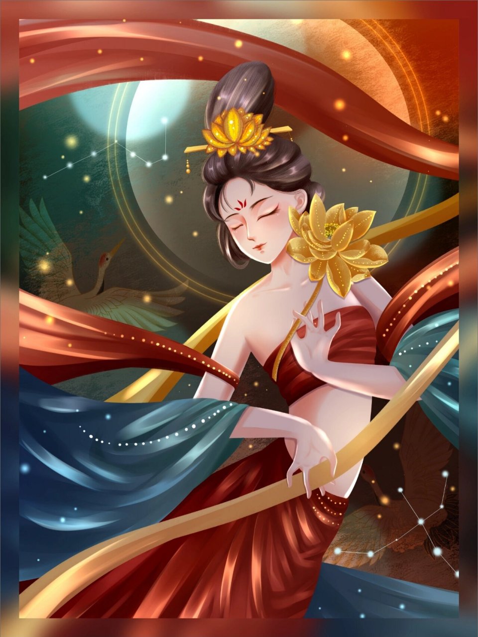 插画分享 | 敦煌风飞天少女 (21) 94"飘飘九霄外,下视望仙宫"94