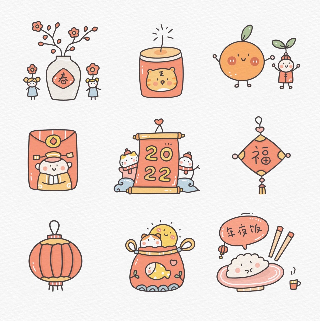 春节简笔画(附步骤教程)